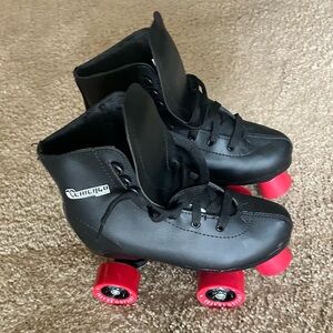 chic Kids Black Roller Skates with Red Wheels